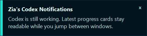 A Windows Codex progress card